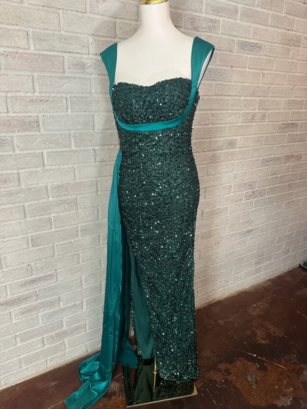 Green Sequin Evening Gown - Women's Formal Dress